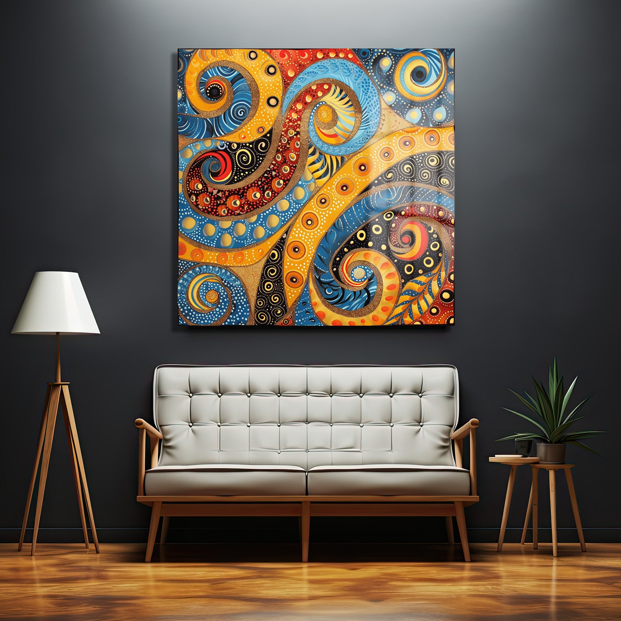 Büyüleyici Spiral Akış Soyut Tasarım Cam Tablo
