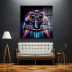 Neon Hız F1 Yarış Arabası Estetik Cam Tablo