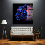 Neon Kaplan Portresi: Enerjik ve Modern Sanat Cam Tablo