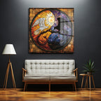 Yin Yang Stained Glass Cam Tablo: Denge ve Uyumun Sanatsal Dansı