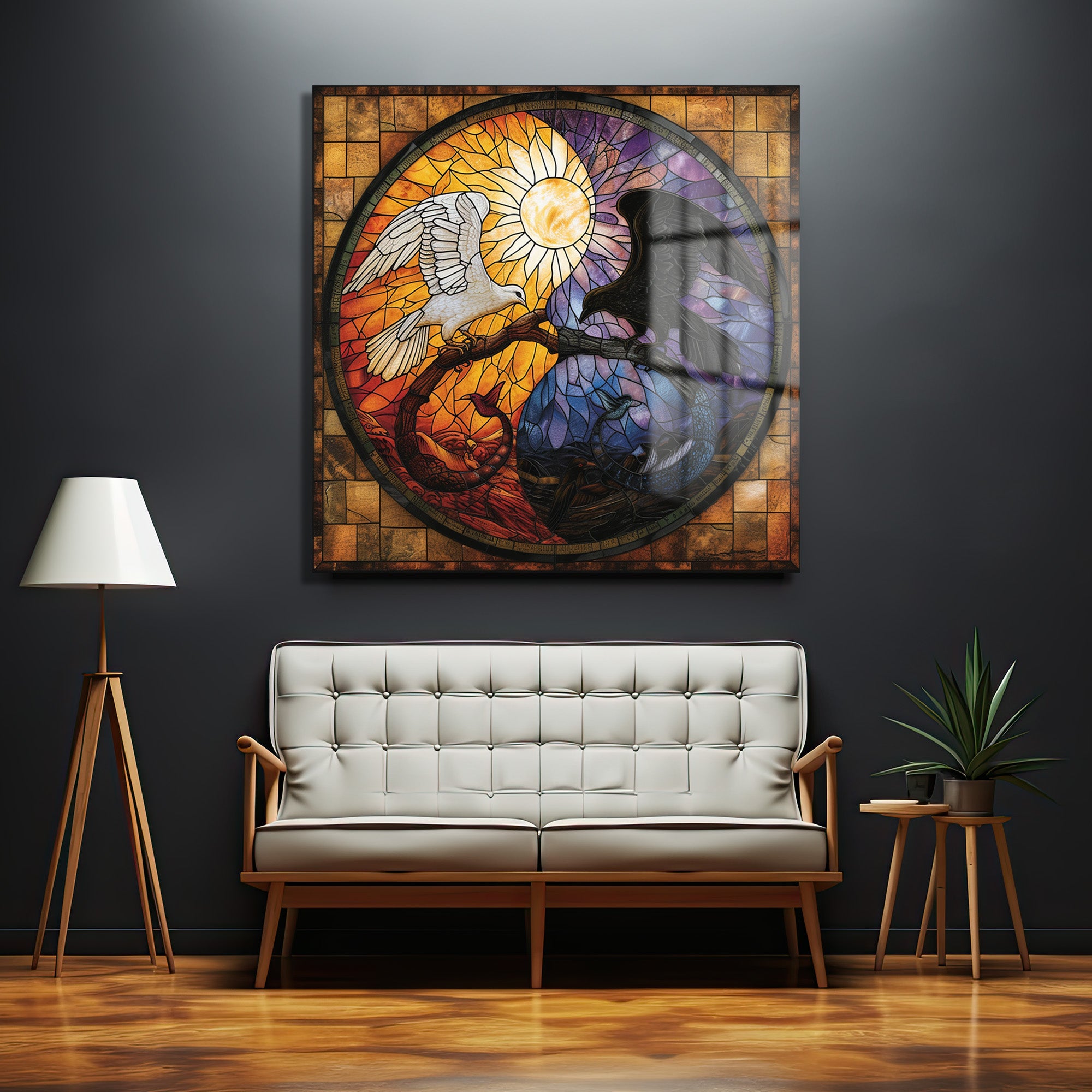 Yin Yang Stained Glass Cam Tablo: Denge ve Uyumun Sanatsal Dansı