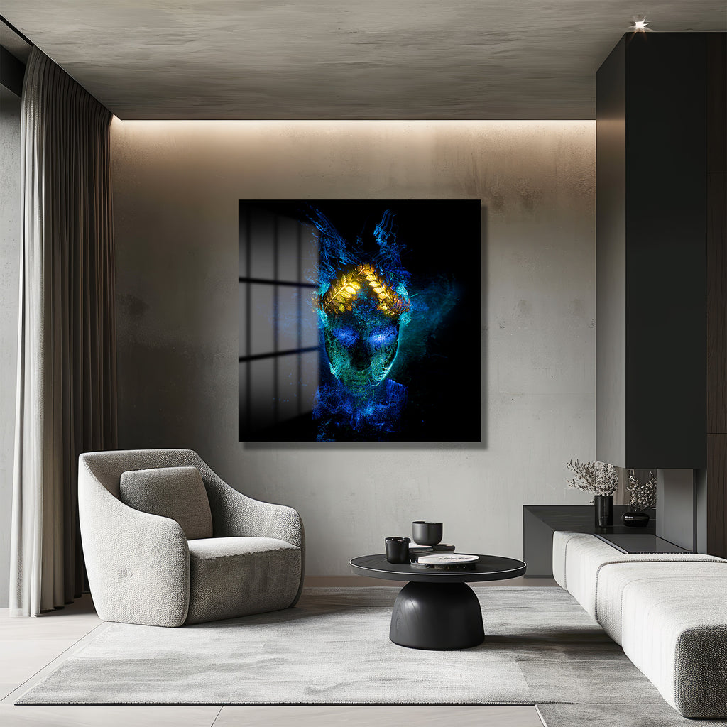 Mistik Aura: Dijital Sanat Temalı Işıltılı Cam Tablo