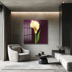 Işıltılı Sarı Calla Zambak Modern Cam Tablo
