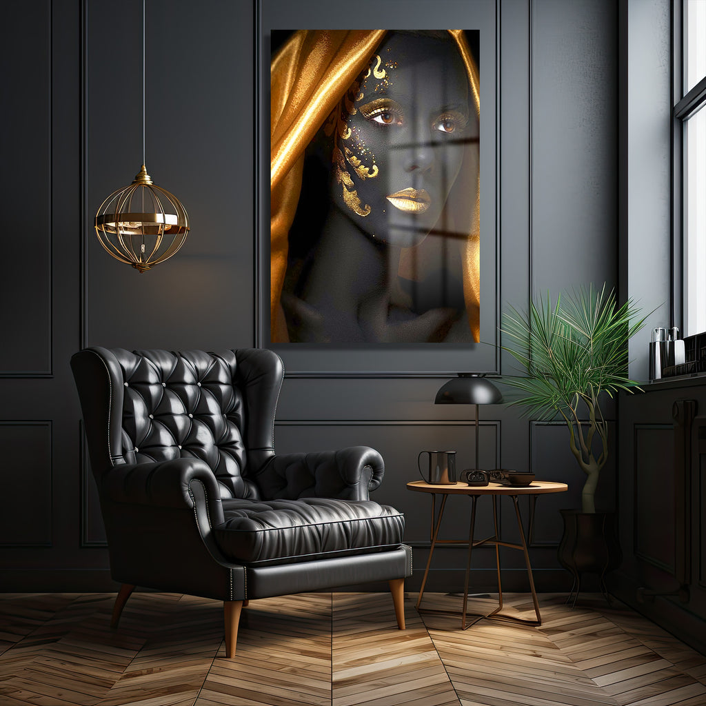 Altın Sırrı: Siyah ve Altın Tonlarında Modern Sanat Cam Tablo