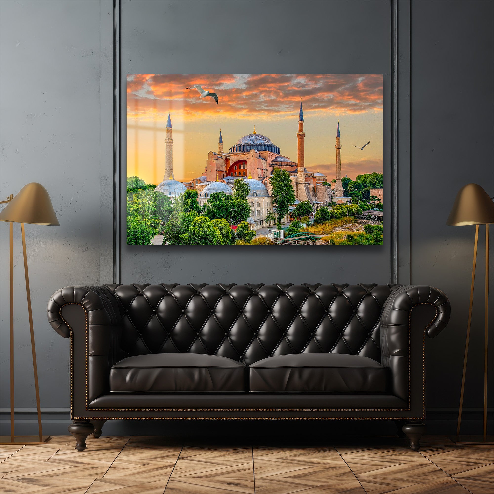 Ayasofya'da Gün Batımı: İstanbul'un Görkemli Manzarası Cam Tablo