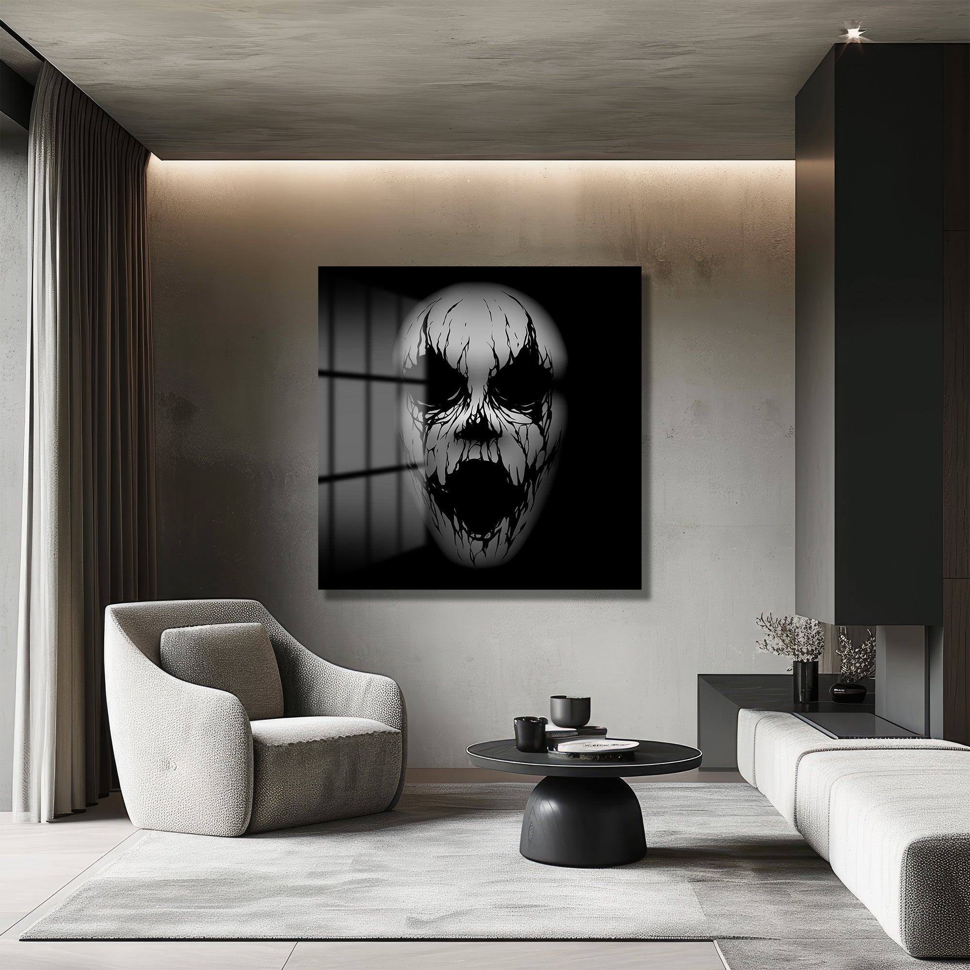 Karanlık Çığlık Cam Tablo - Gotik Sanat Duvar Dekoru