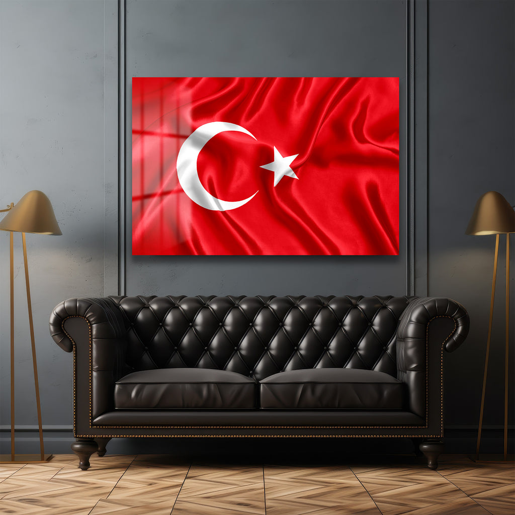 Gurur Veren Dalgalanış: Türk Bayrağı Temalı Temperli Cam Tablo