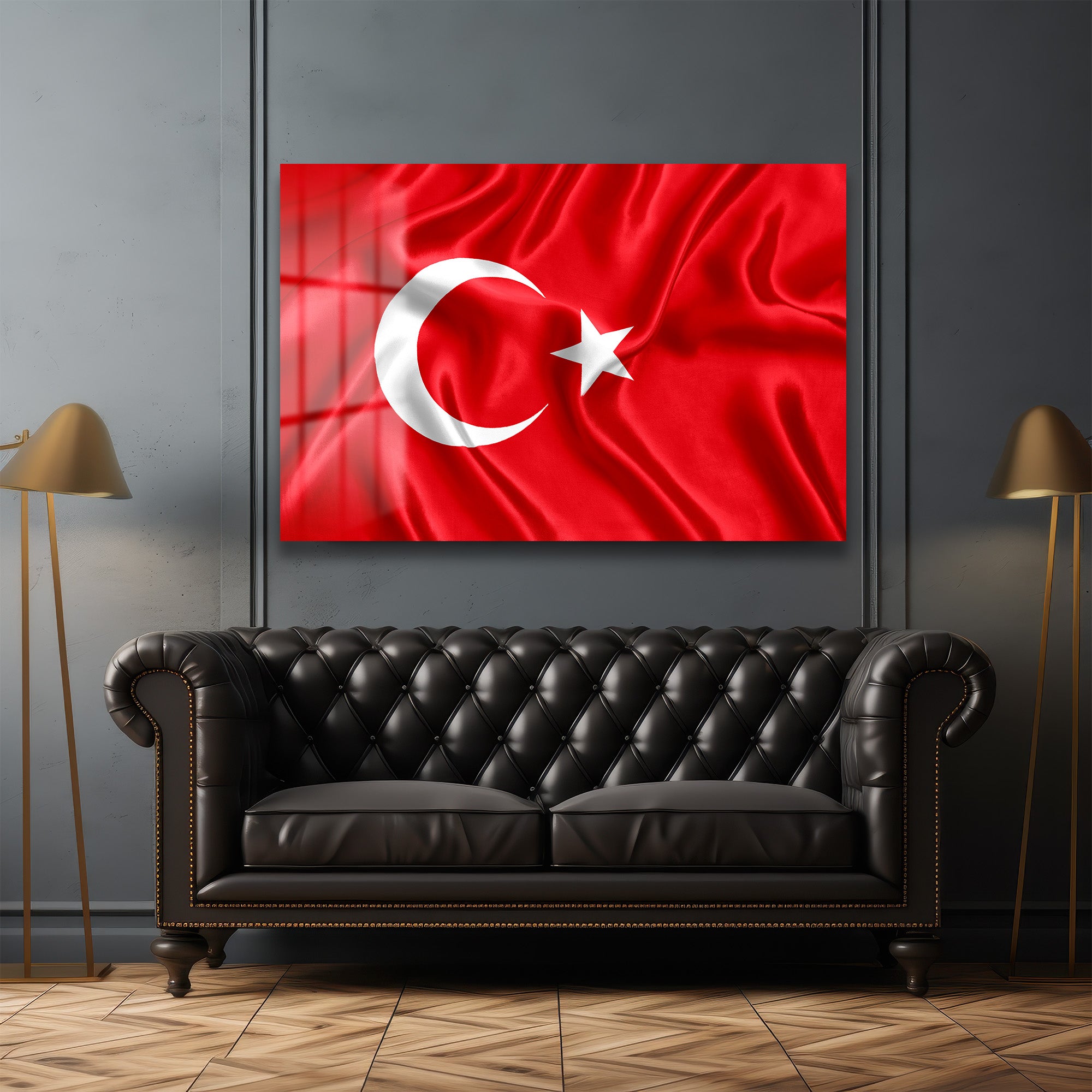 Gurur Veren Dalgalanış: Türk Bayrağı Temalı Temperli Cam Tablo