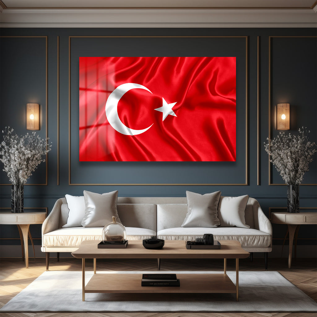 Gurur Veren Dalgalanış: Türk Bayrağı Temalı Temperli Cam Tablo