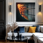 Ateş Kanatları Enerjisi Modern Sanat Cam Tablo