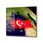 Türkiye Haritası ve Bayrağı Temalı Premium Cam Tablo