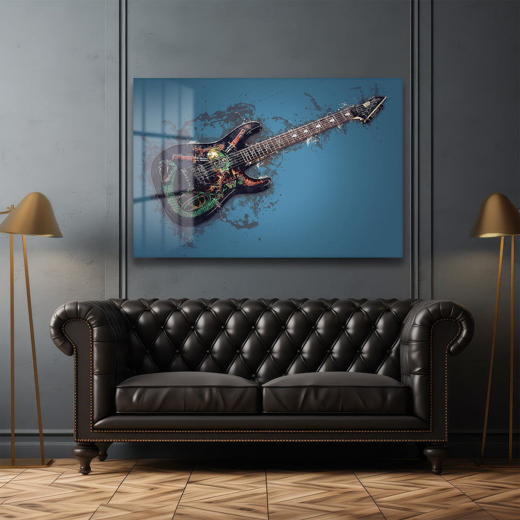 Asi Ruh: Grunge Elektrik Gitar Cam Tablo