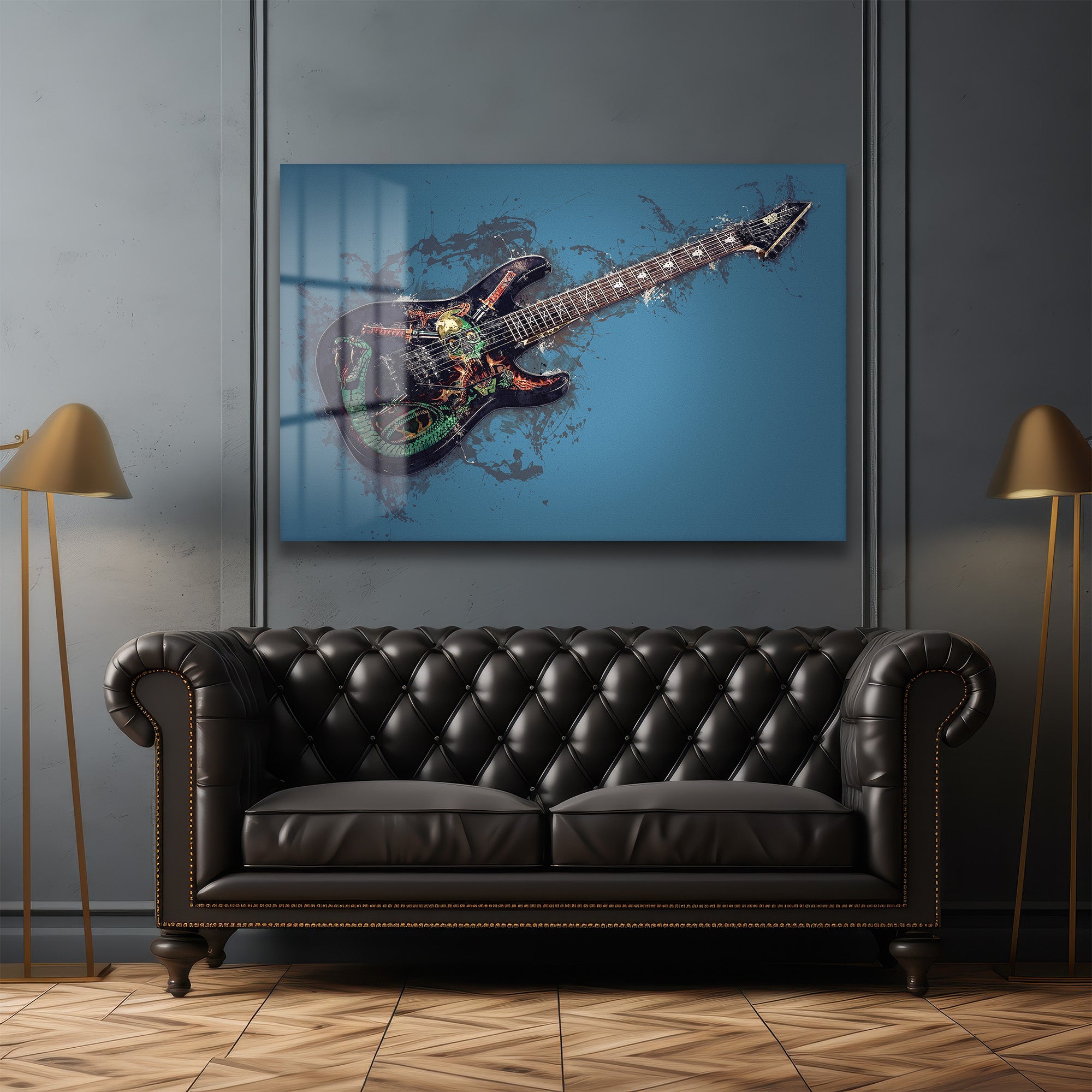 Asi Ruh: Grunge Elektrik Gitar Cam Tablo