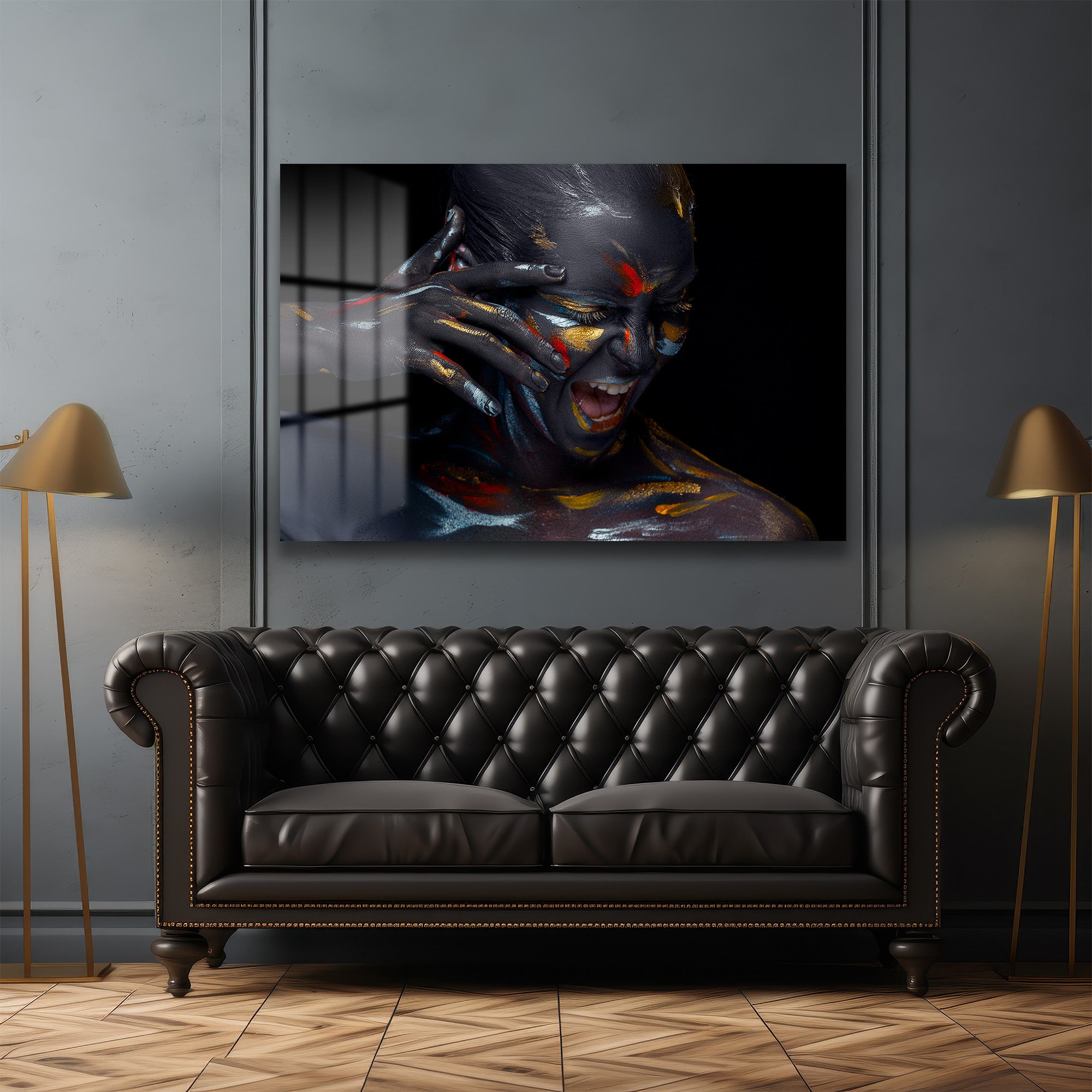 İçsel Çığlık: Modern Sanat Temperli Cam Tablo