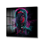 Neon Enerji İnsan Figürü Modern Cam Tablo