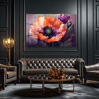 Canlı Haşhaş Büyüsü: Modern Sanat Temperli Cam Tablo