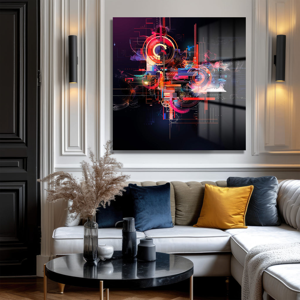 Dijital Enerji Akışı Modern Cam Tablo