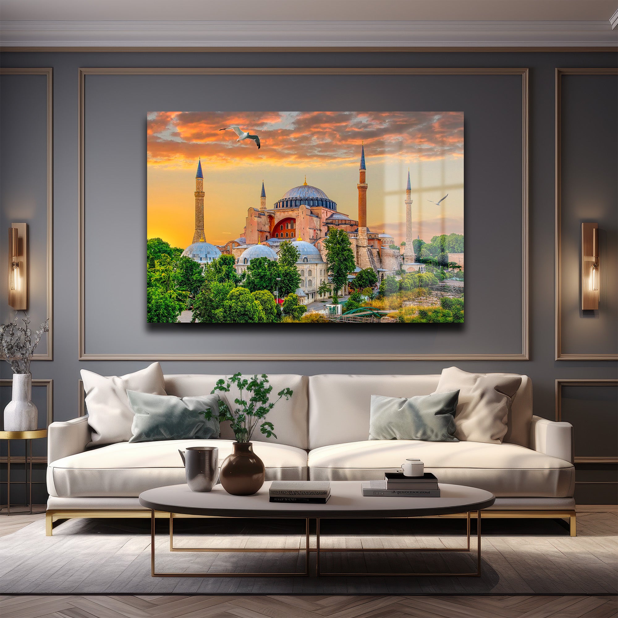 Ayasofya'da Gün Batımı: İstanbul'un Görkemli Manzarası Cam Tablo