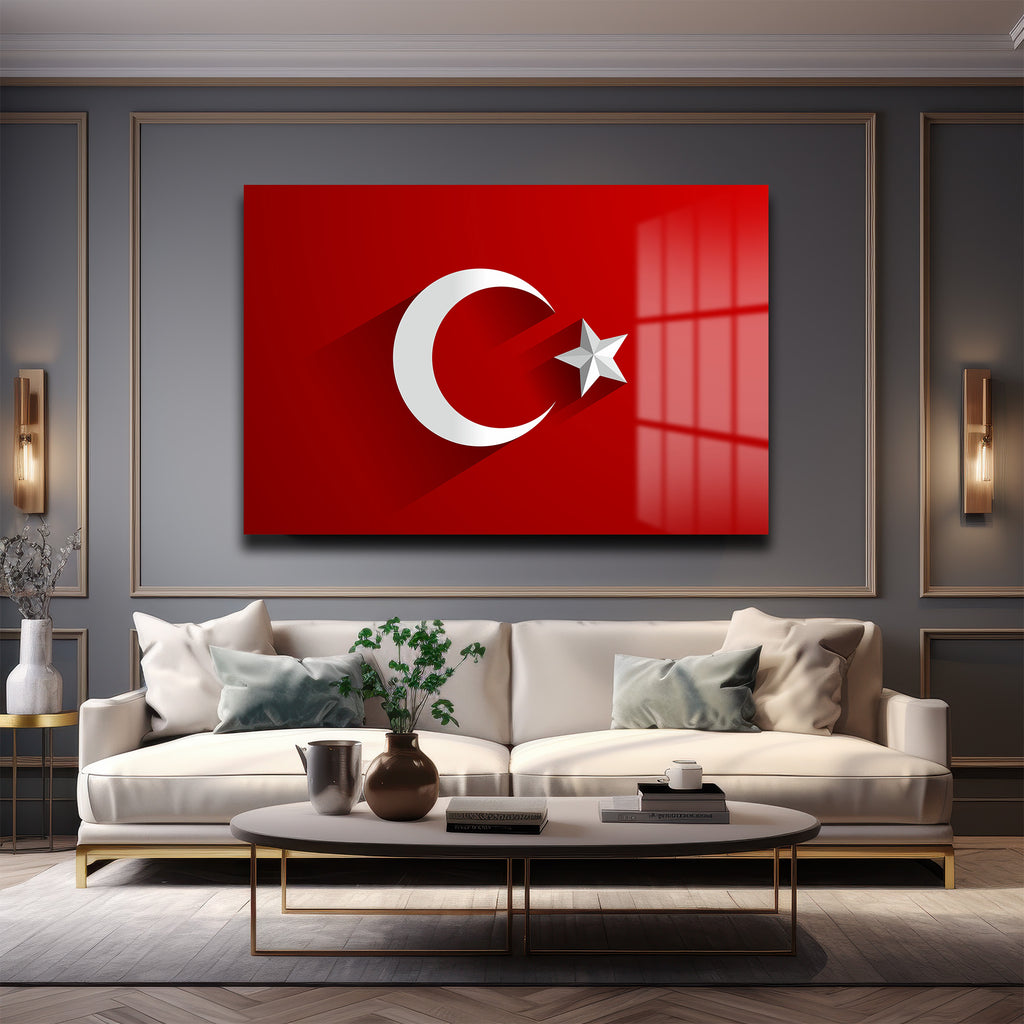 Milli Gururun Yansıması: Türk Bayrağı 4mm Temperli Cam Tablo