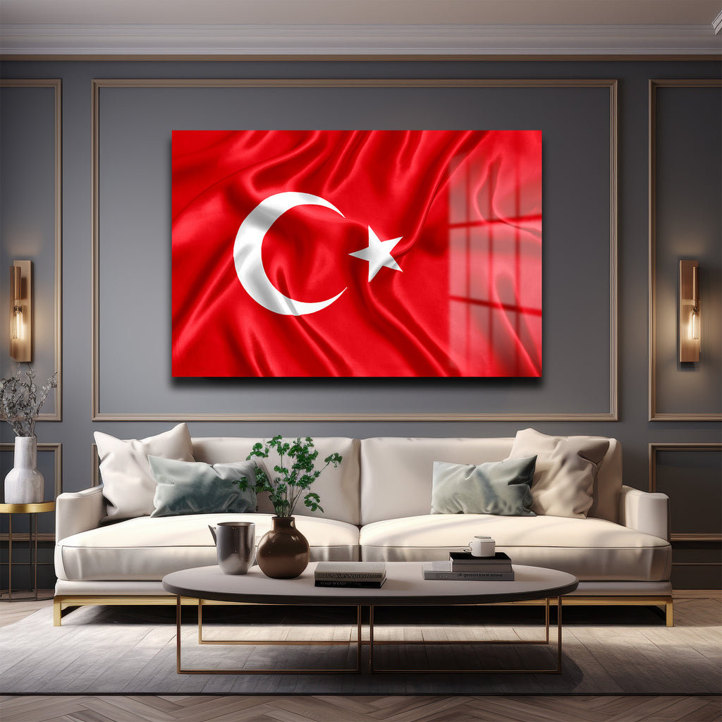 Gurur Veren Dalgalanış: Türk Bayrağı Temalı Temperli Cam Tablo