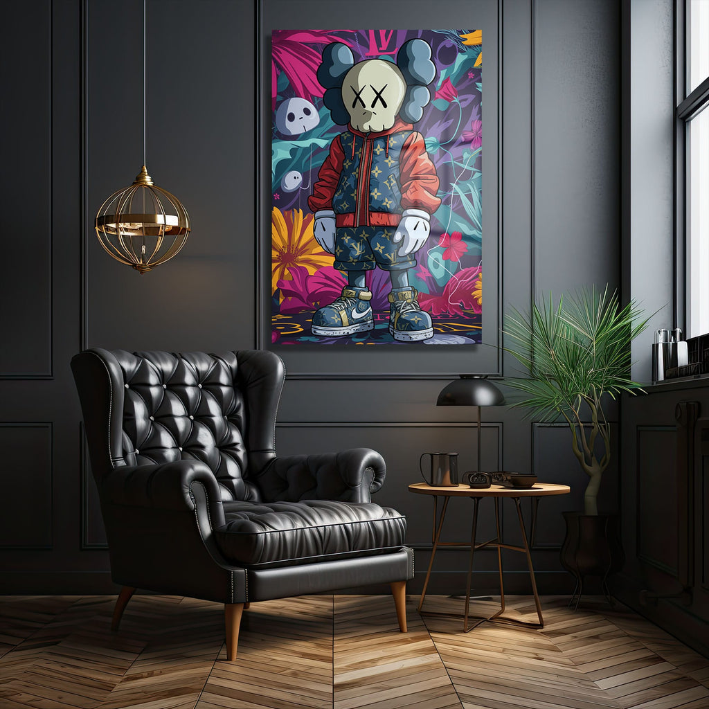 Urban Rüyalar Kaws Stili: Canlı Renkler Modern Cam Tablo
