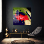 Türkiye Haritası ve Bayrağı Temalı Premium Cam Tablo