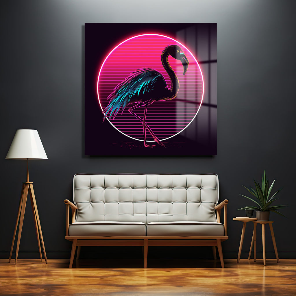 Neon Flamingo Rüyası: Synthwave Estetiğinde Cam Tablo