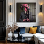 Flamingo Beyefendi: Pembe Zarafet Temalı Modern Cam Tablo