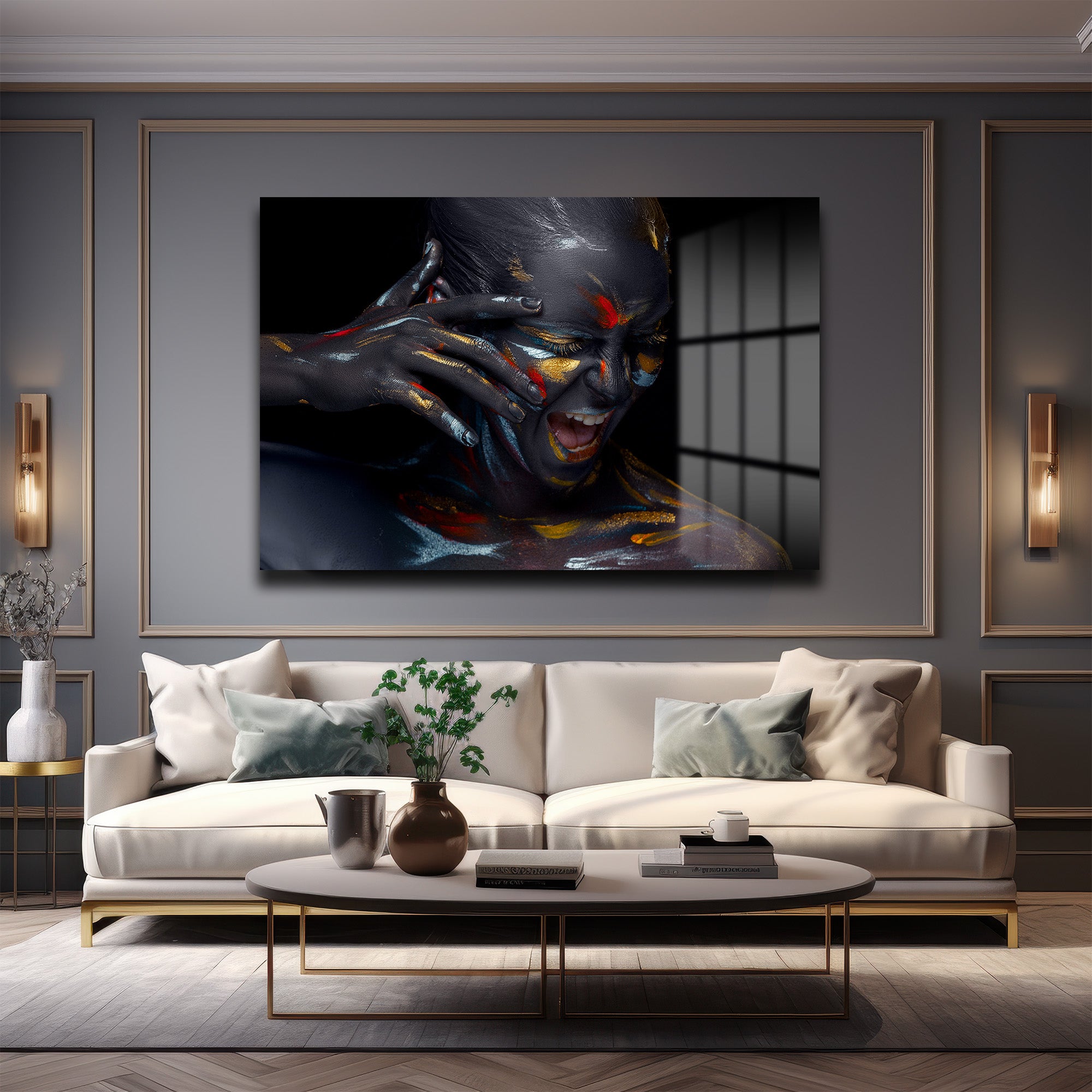 İçsel Çığlık: Modern Sanat Temperli Cam Tablo