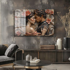 Aşkın Ebedi Dansı: Romantik Kabartma Cam Tablo
