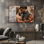 Aşkın Sonsuz Dansı: Romantik Relief Cam Tablo