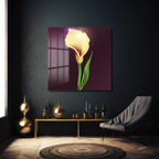 Işıltılı Sarı Calla Zambak Modern Cam Tablo
