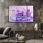 Rüya Gibi Sahne: Pastel Tonlarda Müzik Aletleri Modern Cam Tablo