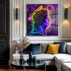 Kozmik David Neon Sanat Modern Cam Tablo