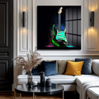 Elektro Gitar Sanat Cam Tablo - Rock Ruhunu Yansıt