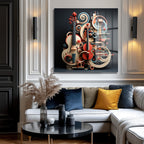 Dinamik Müzik Ritimleri Soyut Sanat Cam Tablo