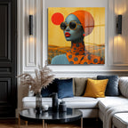 Gizemli Bakışlar: Afro Chic Modern Sanat Cam Tablo