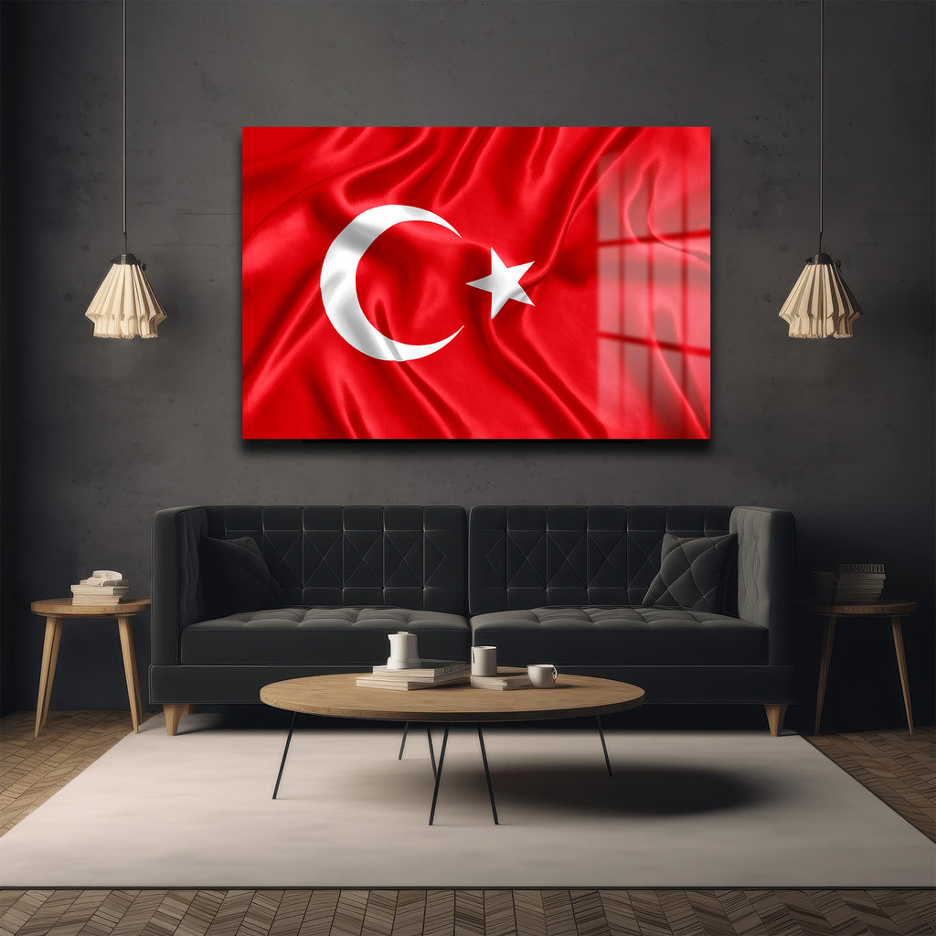 Gurur Veren Dalgalanış: Türk Bayrağı Temalı Temperli Cam Tablo