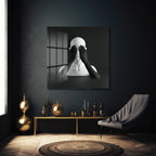 Siyah Beyaz Minimalist Duygusallık Cam Tablo