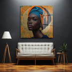 Vibrant Afrika Kadını Portresi Cam Tablo