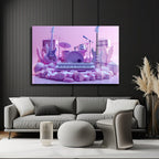 Rüya Gibi Sahne: Pastel Tonlarda Müzik Aletleri Modern Cam Tablo