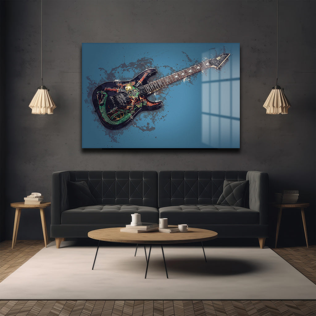 Asi Ruh: Grunge Elektrik Gitar Cam Tablo