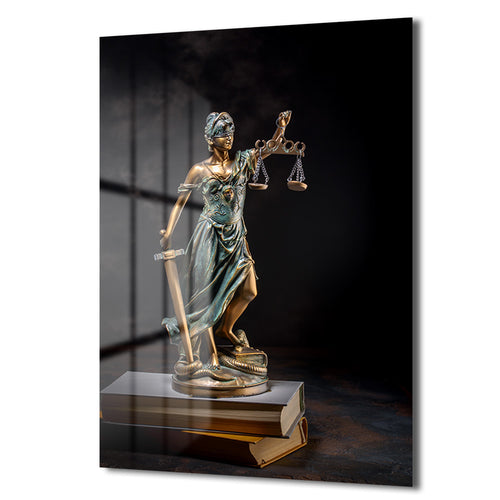 Adaletin Sembolü: Lady Justice Temperli Cam Tablo