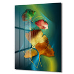 Altın Ginkgo Yaprakları: Zümrüt Yeşilinde Modern Cam Tablo