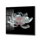 Ethereal Cam Lotus Çiçeği Cam Tablo: Zarafetin Yansıması