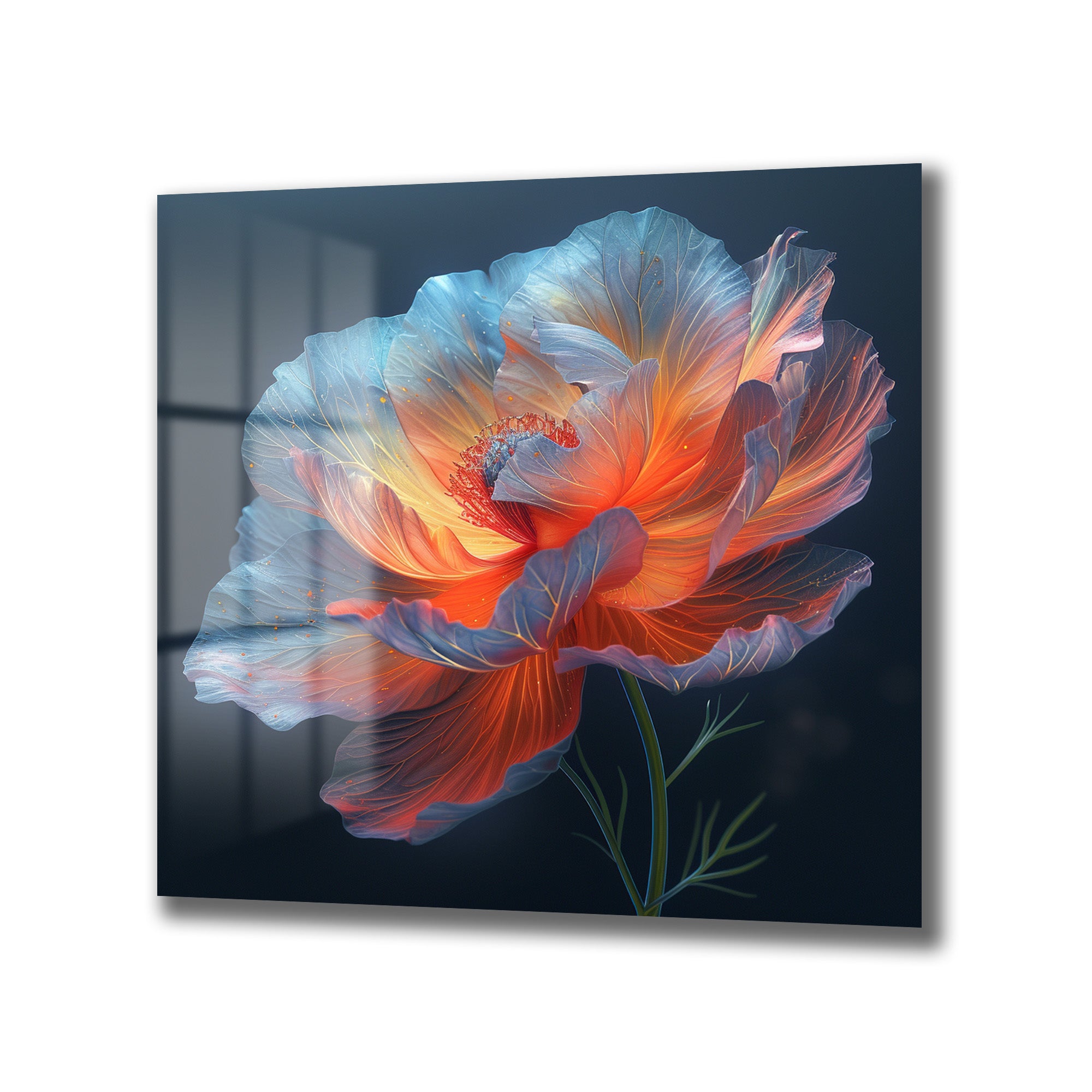 Ethereal Parlak Çiçek Sanatı Modern Cam Tablo