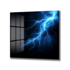 Enerjik Mavi Şimşek Modern Cam Tablo