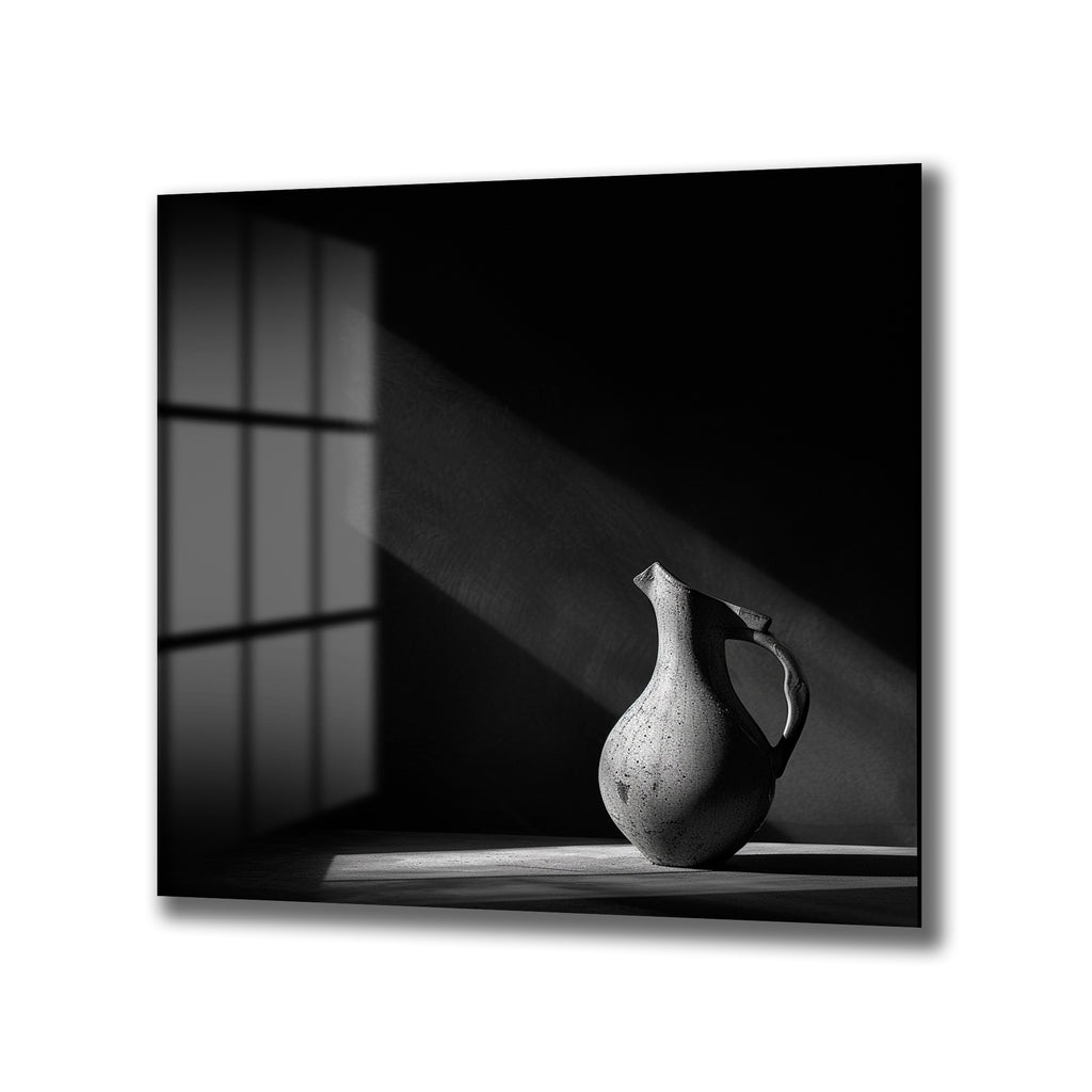 Işık ve Gölgenin Dansı: Minimalist Vazo Cam Tablo
