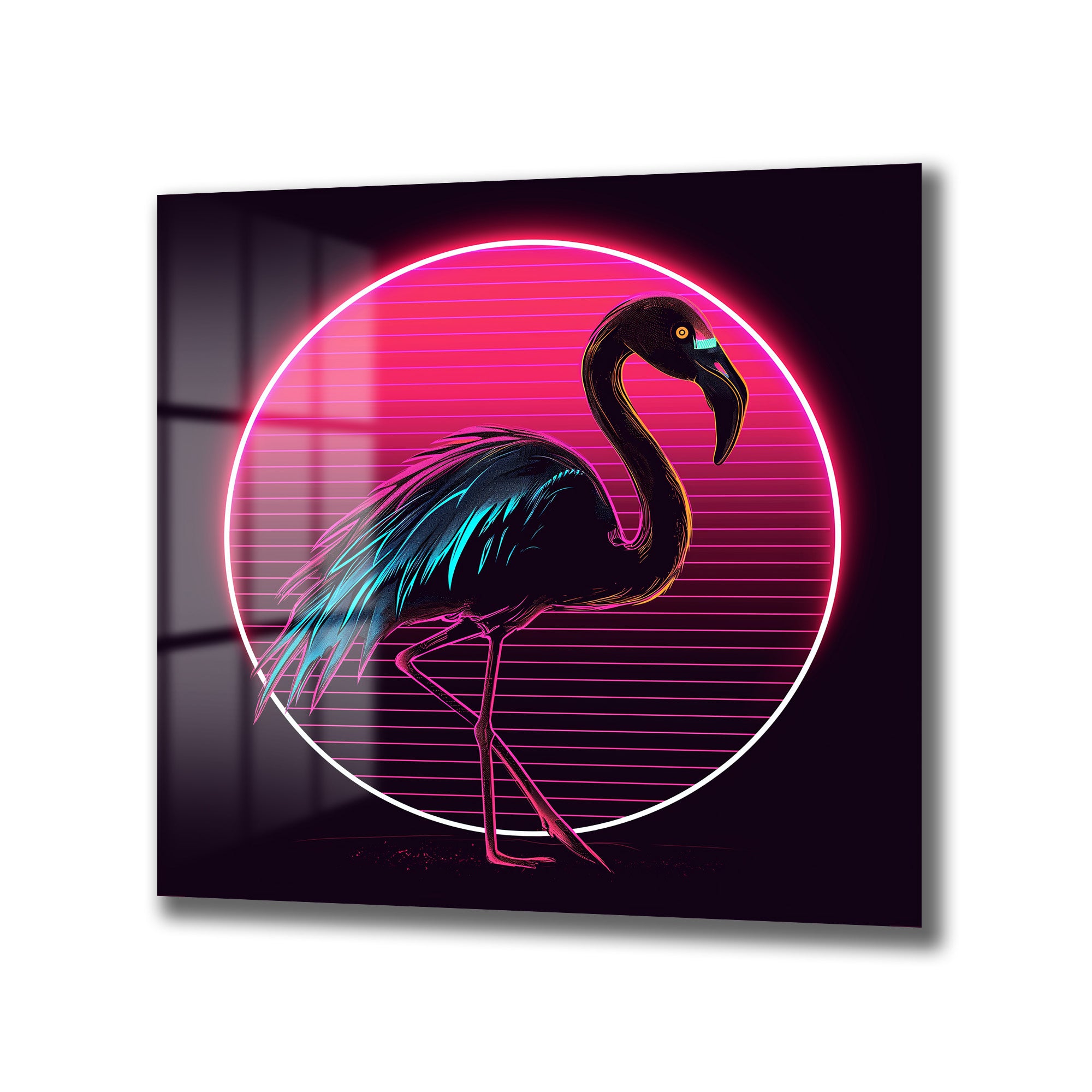 Neon Flamingo Rüyası: Synthwave Estetiğinde Cam Tablo