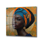 Vibrant Afrika Kadını Portresi Cam Tablo